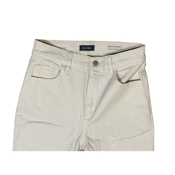 DL1961 Patti Straight High Rise Vintage Ankle Jeans Women’s Size 24 Ecru Raw Hem - Picture 2 of 12